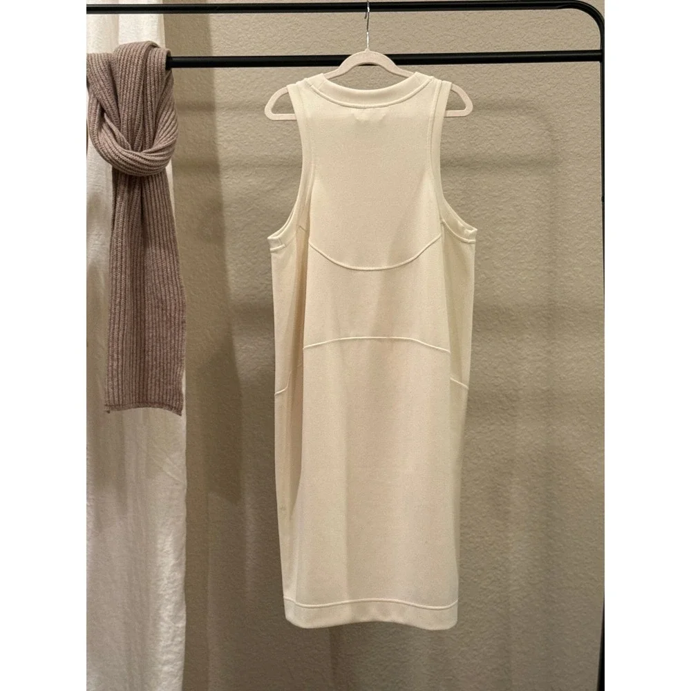 Lululemon Softstreme Sleeveless Dress Ivory Cream Midi Pockets Size 6 Athleisure